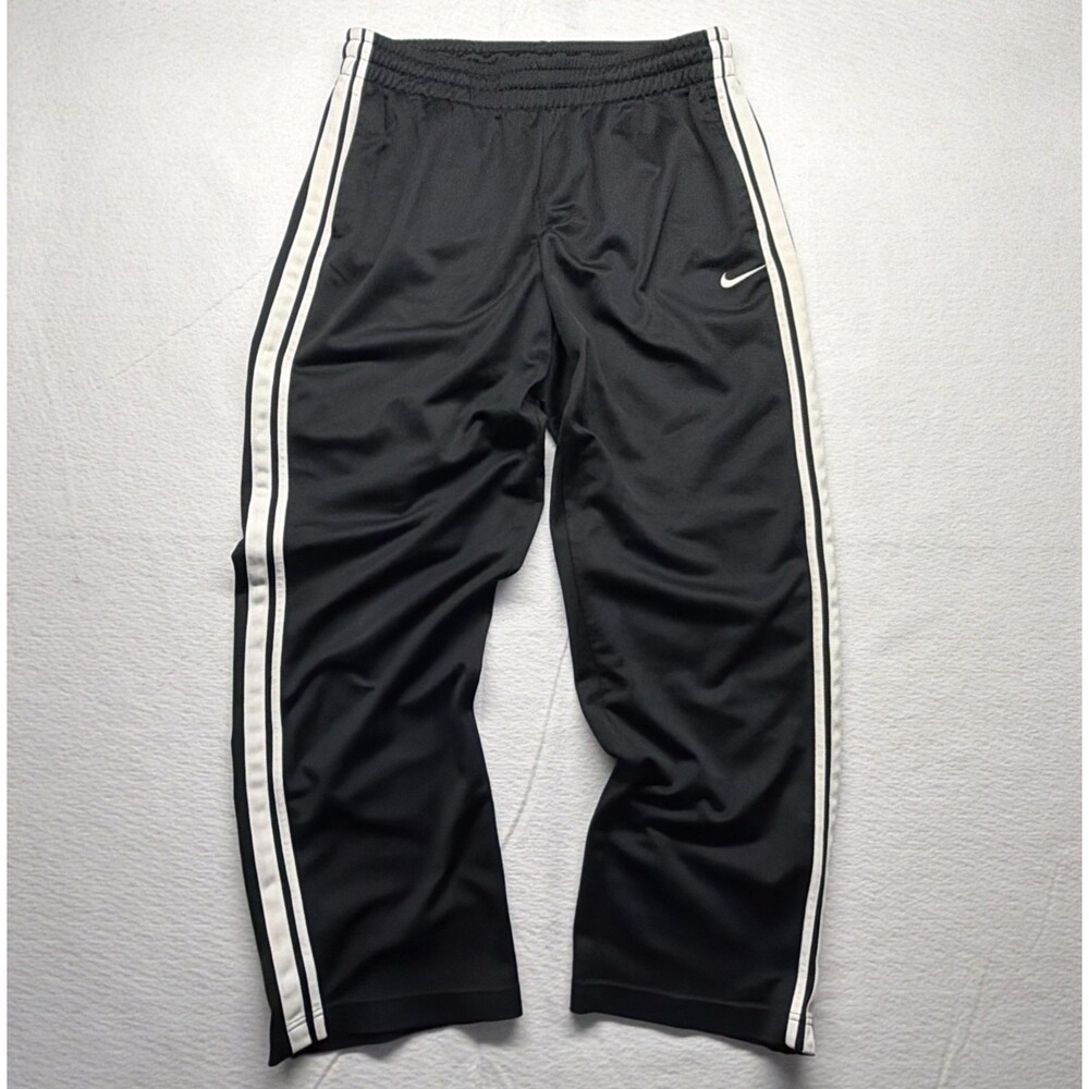 Vintage Y2K Nike Track Pants Black White Stripe Swoosh 2000s Malaysia Mens XL